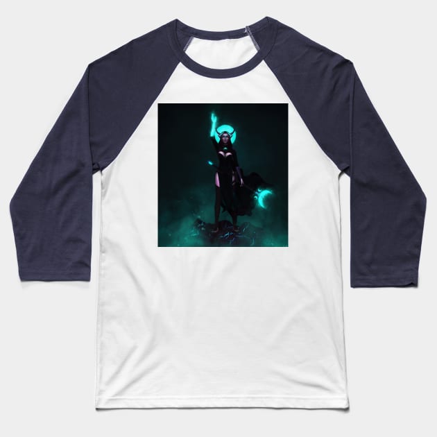 Necromancer Witch Elf Girl Baseball T-Shirt by Purplehate